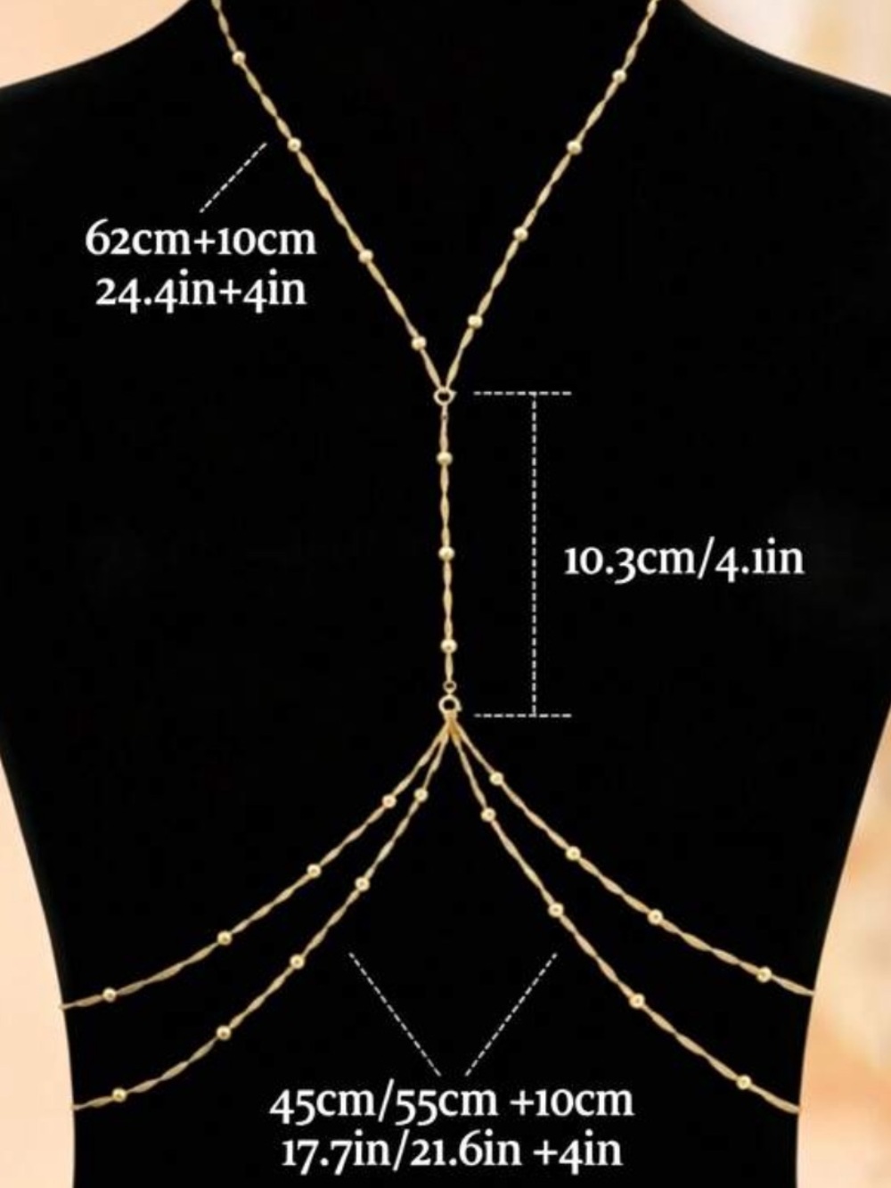 Wavy‎ beaded Body Chain - Picture 3 of 9